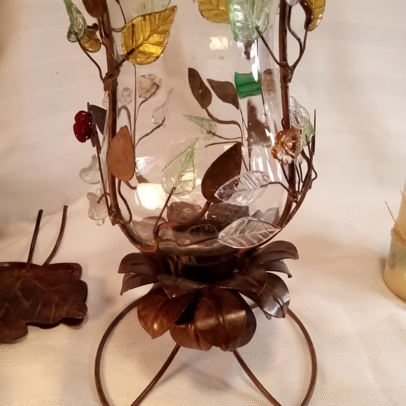 Copper Embellished Hurricane Candle Holder Set - Picture 14 of 15